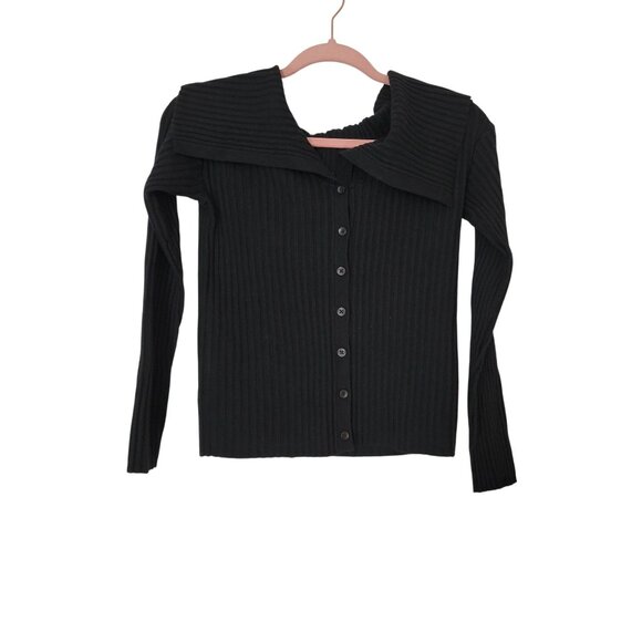 Wild Fable Black Button Down Sweater Shawl Collar Size S - Picture 10 of 14